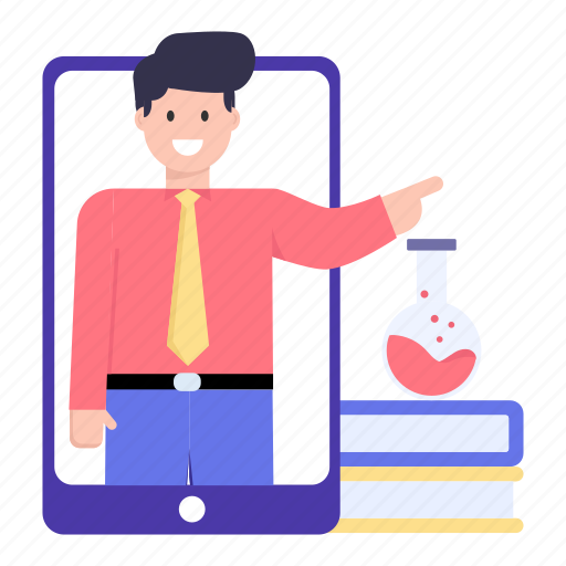 Online teacher, online lab assistant, mobile education, virtual chemistry class, online chemistry teacher illustration - Download on Iconfinder