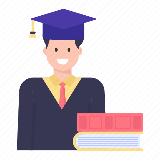 Pupil, degree holder, scholar avatar, diploma, convocation illustration - Download on Iconfinder