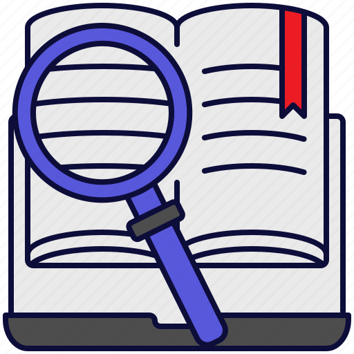 Knowledge, magnifying, search, learning, book, online icon - Download on Iconfinder