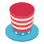 american, hat, isometric, object, patriotic, states, united 