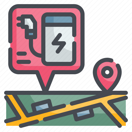 Map, location, placeholder, charging, charger icon - Download on Iconfinder