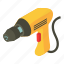 drill, electric, industrial, isometric, object, power, tool 