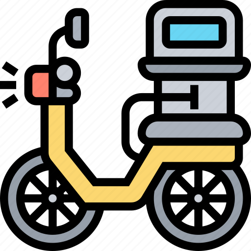 Electric, vehicle, scooter, courier, riding icon - Download on Iconfinder