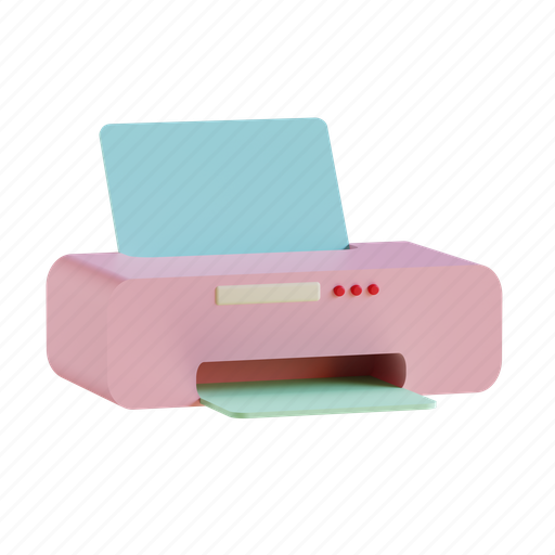 Printer, soft, pink, home, electronic, appliance 3D illustration - Download on Iconfinder