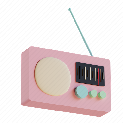 Radio, soft, pink, appliance, entertainment, electronic, portable 3D illustration - Download on Iconfinder