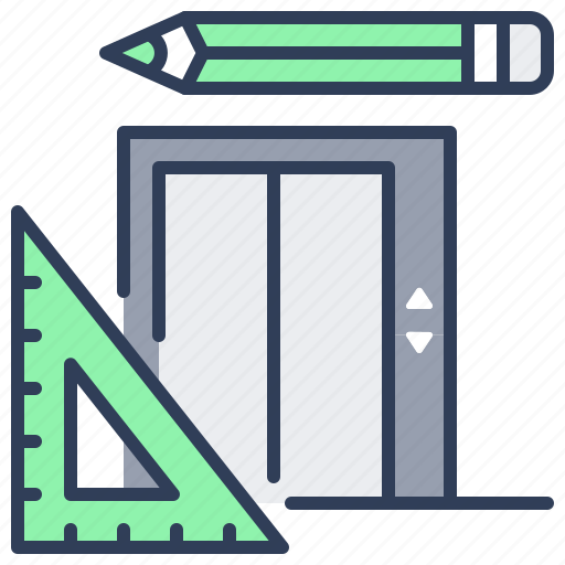 Elevator, lift, construction, pencil, engeneering icon - Download on Iconfinder