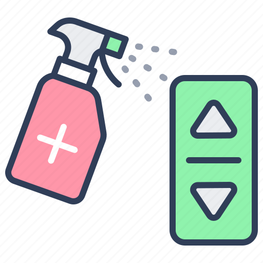 Disinfection, elevator, button, sprayer, sanitizer, virus icon - Download on Iconfinder