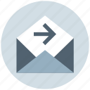 email, forward, letter, message, open, right arrow