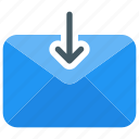 arrow, download, downwards, email, envelope, mail, save