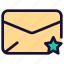 email, envelope, letter, mail, message, star 