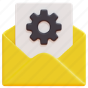 options, setting, email, mail, envelope, message, letter, 3d 