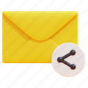 share, sharing, email, mail, envelope, message, letter, 3d 