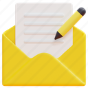 write, mail, content, email, envelope, message, letter, 3d 