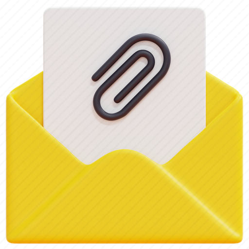 Attached, file, attach, email, mail, envelope, message 3D illustration - Download on Iconfinder