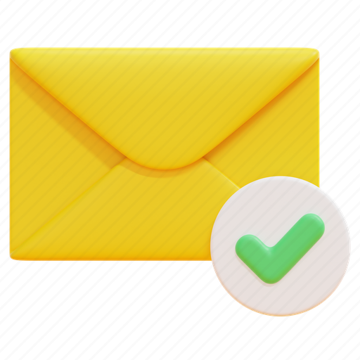 Completed, success, email, mail, envelope, message, letter 3D illustration - Download on Iconfinder