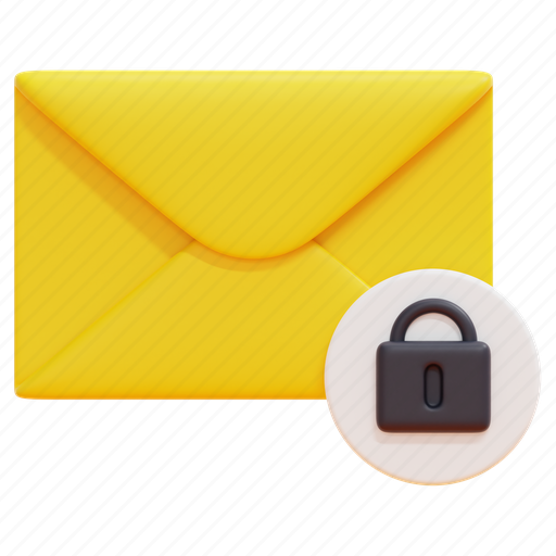Encrypted, lock, email, mail, envelope, message, letter 3D illustration - Download on Iconfinder