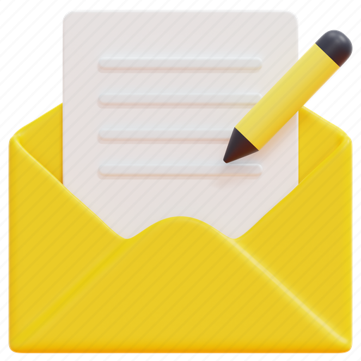 Write, mail, content, email, envelope, message, letter 3D illustration - Download on Iconfinder