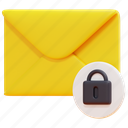 encrypted, lock, email, mail, envelope, letter, message, 3d