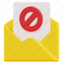 error, cancel, email, mail, envelope, letter, message, 3d