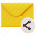 share, sharing, email, mail, envelope, letter, message, 3d