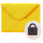 encrypted, lock, email, mail, envelope, letter, message, 3d 