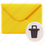 trash, delete, email, mail, envelope, letter, message, 3d 