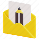 draft, write, email, mail, message, envelope, letter, 3d 