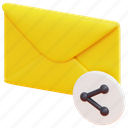 share, sharing, email, mail, message, envelope, letter, 3d 