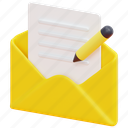 write, mail, content, email, message, envelope, letter, 3d 