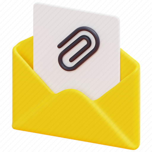 Attached, file, attach, email, mail, message, envelope 3D illustration - Download on Iconfinder