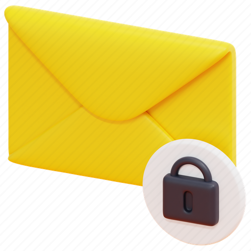 Encrypted, lock, email, mail, message, envelope, letter 3D illustration - Download on Iconfinder