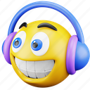 face, emoji, expression, emoticon, headphone, music, listen 