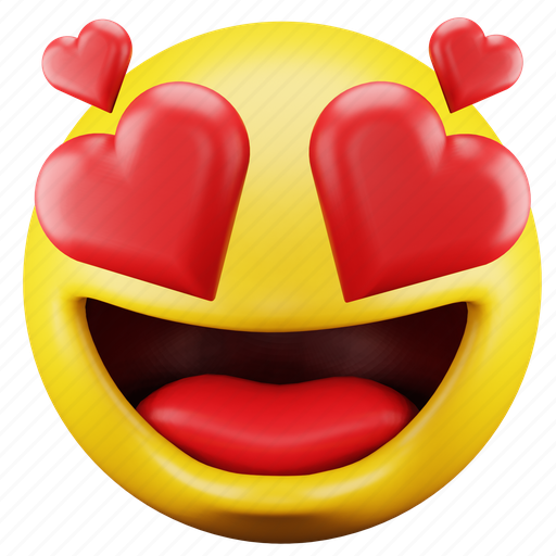 Face, emoji, expression, emoticon, love, heart, happy 3D illustration - Download on Iconfinder