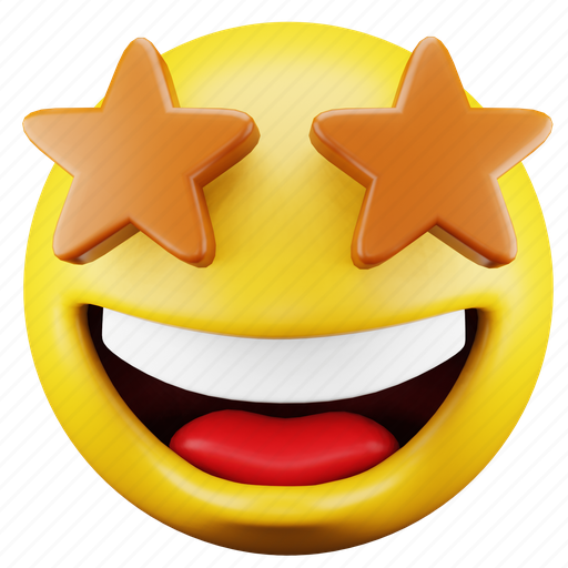 Face, emoji, expression, emoticon, star-struck, smiley 3D illustration - Download on Iconfinder