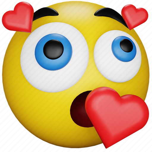 Face, emoji, expression, emoticon, romantic, love, heart 3D illustration - Download on Iconfinder