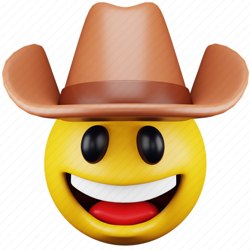 Face, emoji, expression, emoticon, cowboy, hat, smiley 3D illustration - Download on Iconfinder