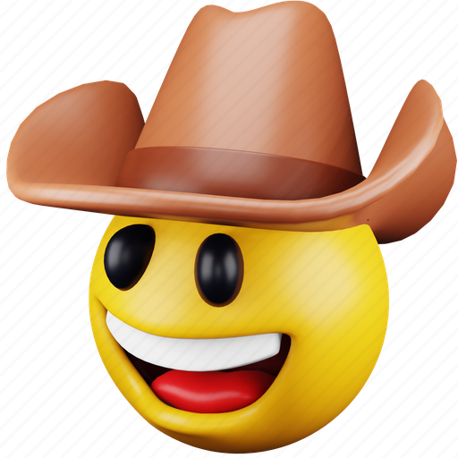 Face, emoji, expression, emoticon, cowboy, hat, smiley 3D illustration - Download on Iconfinder