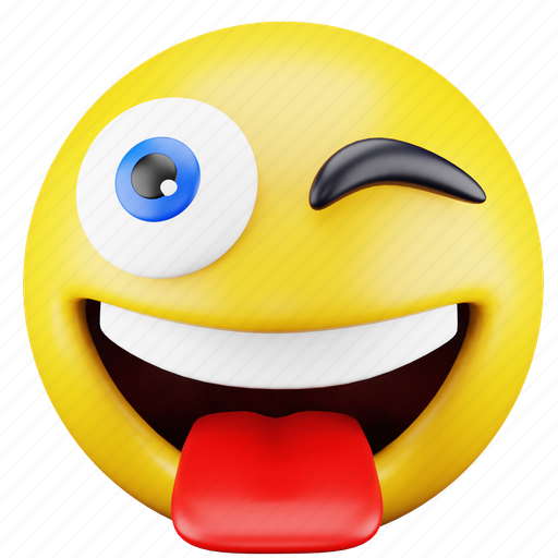 Face, emoji, expression, emoticon, tongue, winking, smiley 3D illustration - Download on Iconfinder