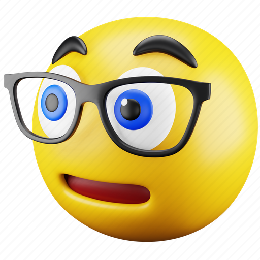 Face, emoji, expression, emoticon, glasses, nerd, smiley 3D illustration - Download on Iconfinder