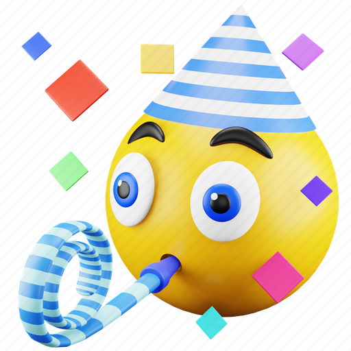 Face, emoji, expression, emoticon, party, celebration, smiley 3D illustration - Download on Iconfinder