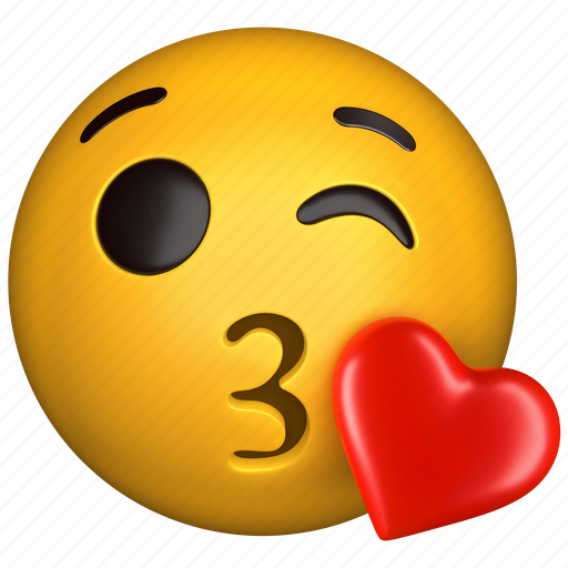 Emoji, kissing, love, kiss, valentines, emotion 3D illustration - Download on Iconfinder