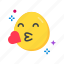 face blowing a kiss, kiss, emoji, emoticon, squinting, love, heart, flying kiss 
