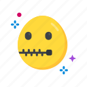 zipper-mouth face, mouth, emoji, emoticon, squinting, zipper, smiley