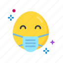 face with medical mask, face mask, emoji, emoticon, squinting, covid19, virus, smiley