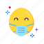 face with medical mask, face mask, emoji, emoticon, squinting, covid19, virus, smiley 