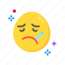 face with thermometer, fever, emoji, emoticon, squinting, temperature, hot, smiley