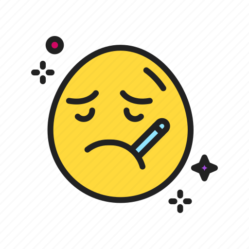 Face with thermometer, fever, emoji, emoticon, squinting, temperature, hot icon - Download on Iconfinder
