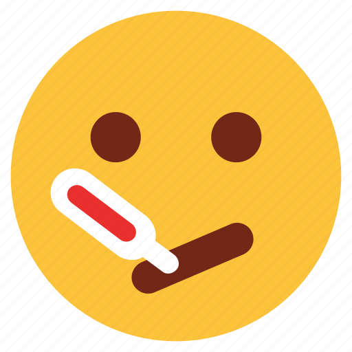 Cartoon, character, emoji, emotion, face, sick, thermometer icon - Download on Iconfinder