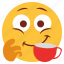 cartoon, character, cup, drink, emoji, emotion, face 