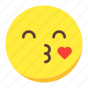 emoji, emoticon, face, heart, kiss